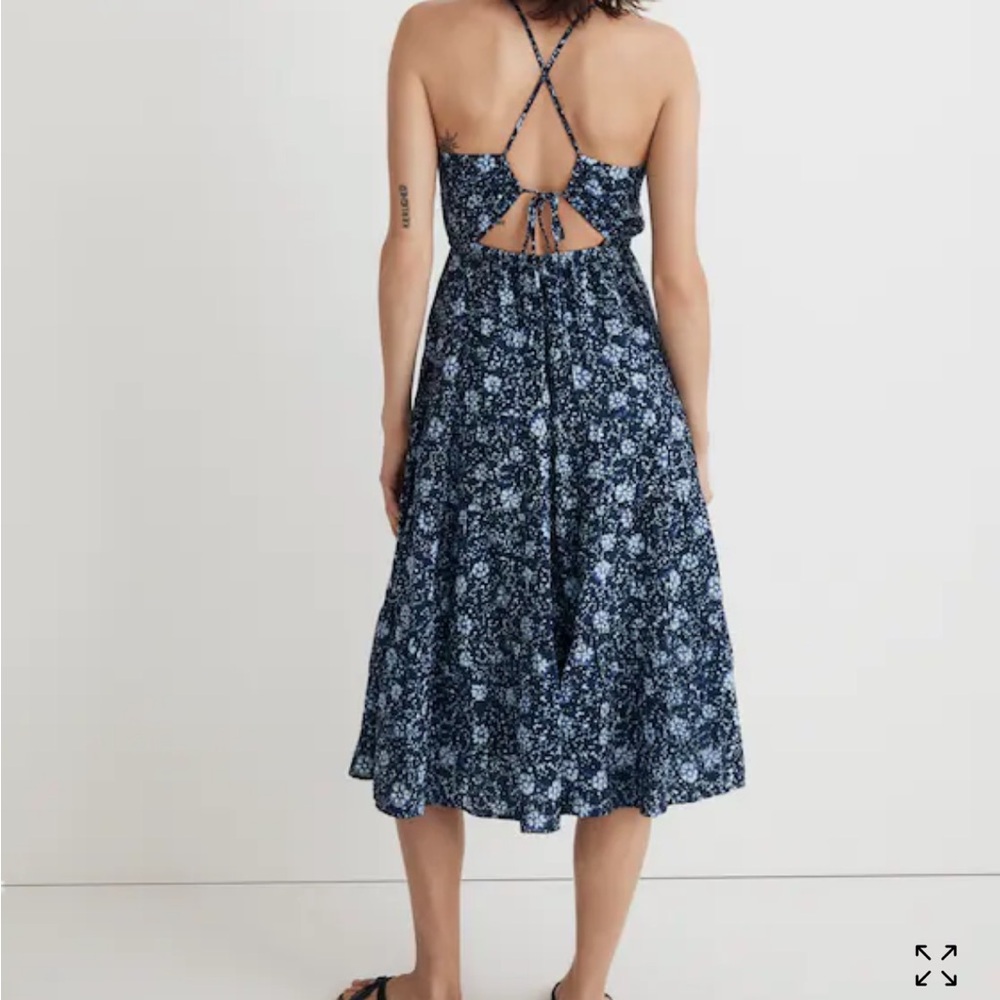 Madewell Cross-Back Halter Midi Dress in Vineyard Medallion